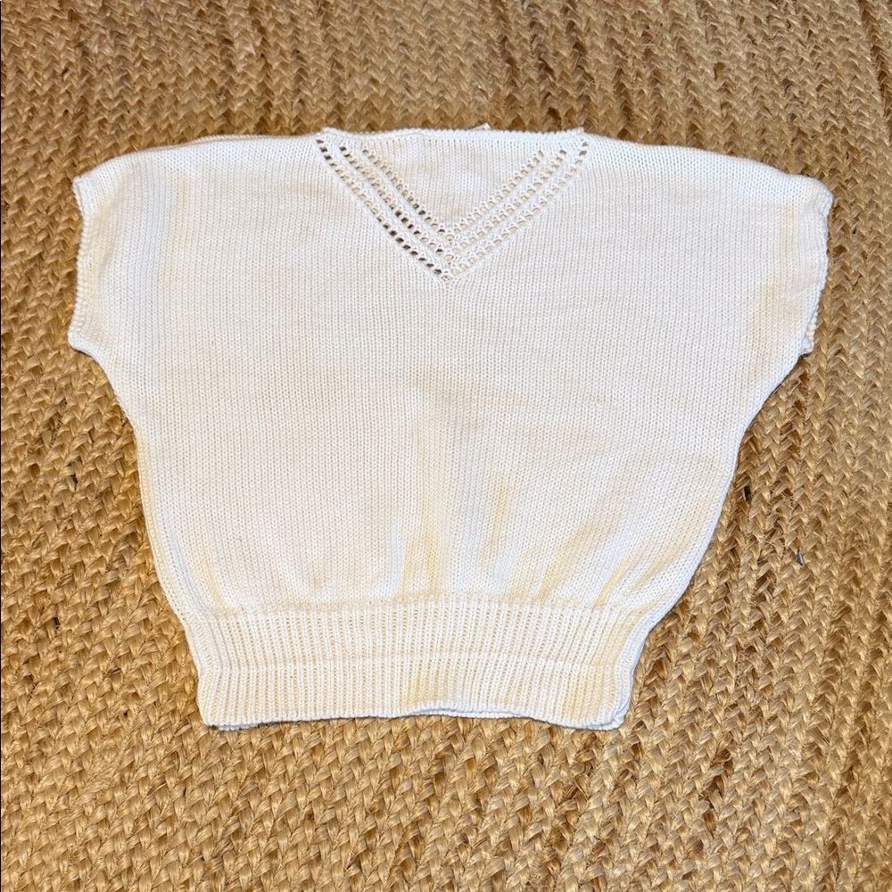 White Vintage Dior V-Neck Sweater for Women